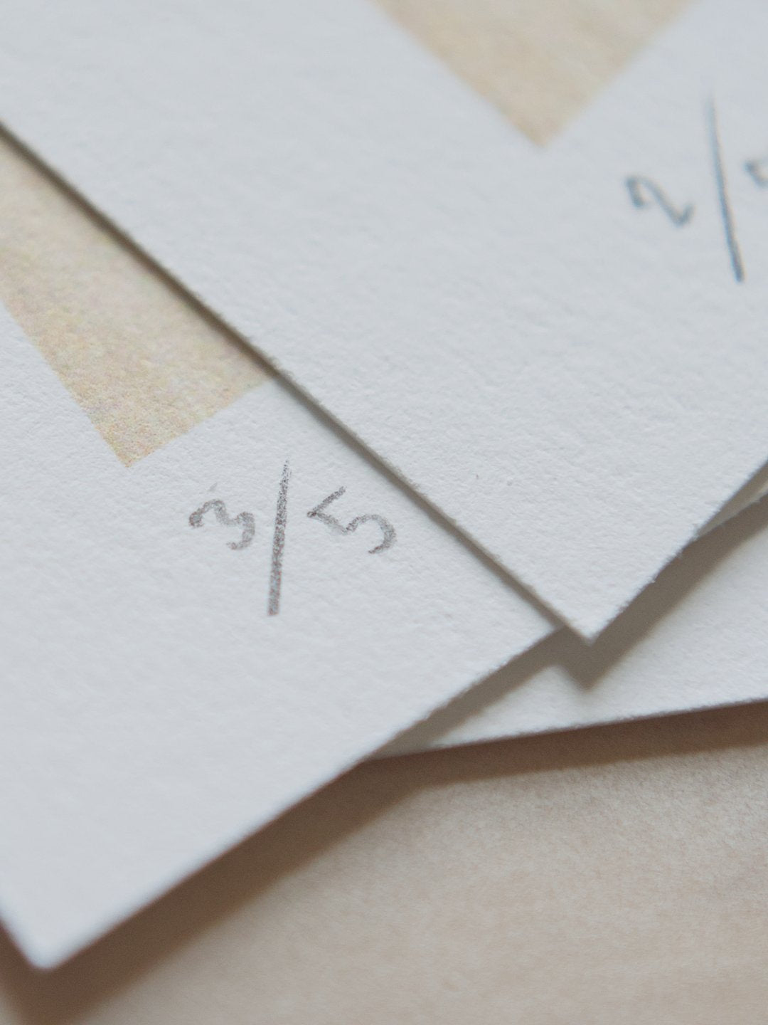 A macro closeup showing the numbering out of five on the left side of the lower margin.