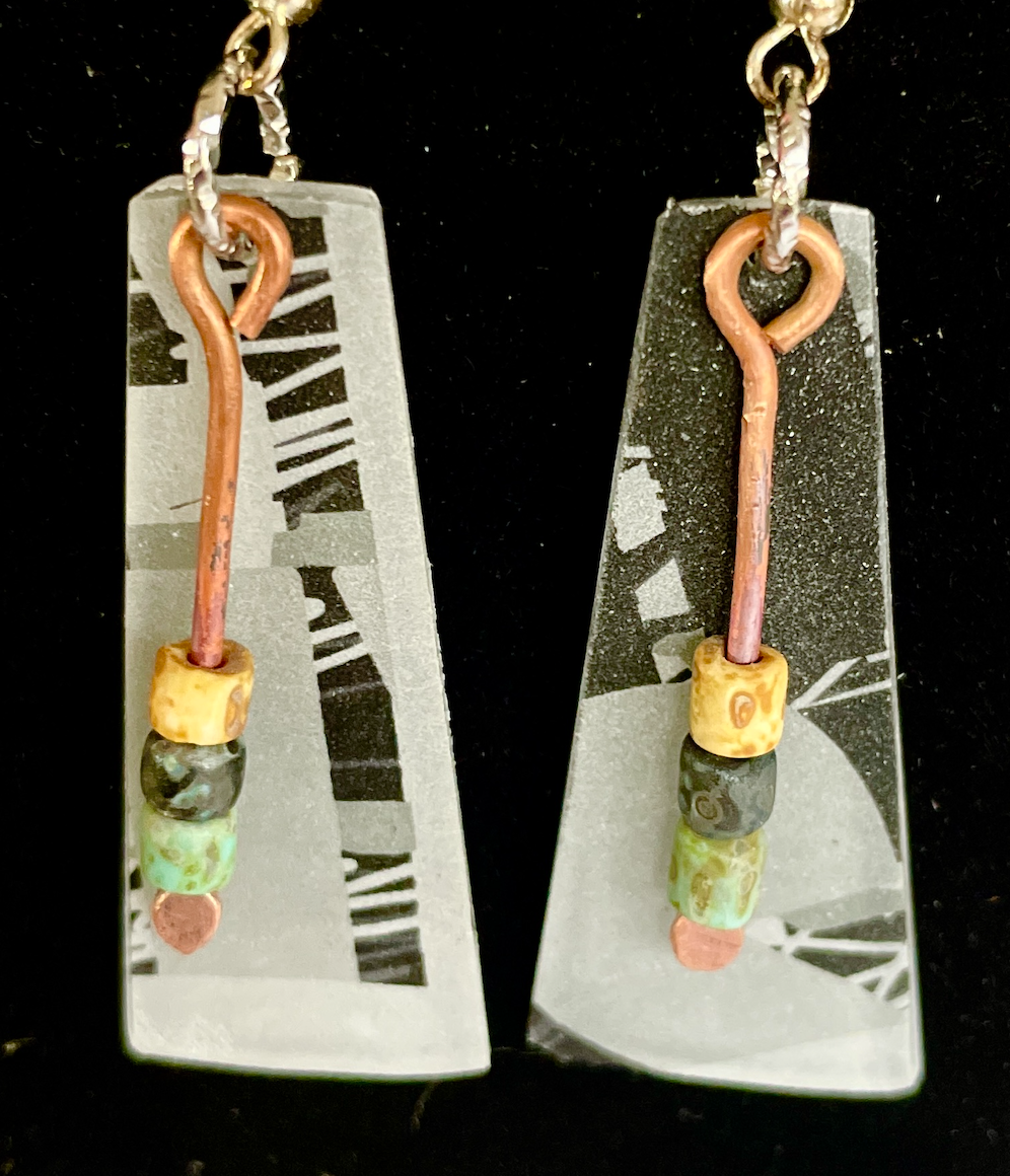 Acrylic Earrings with Natural Stone Dangle