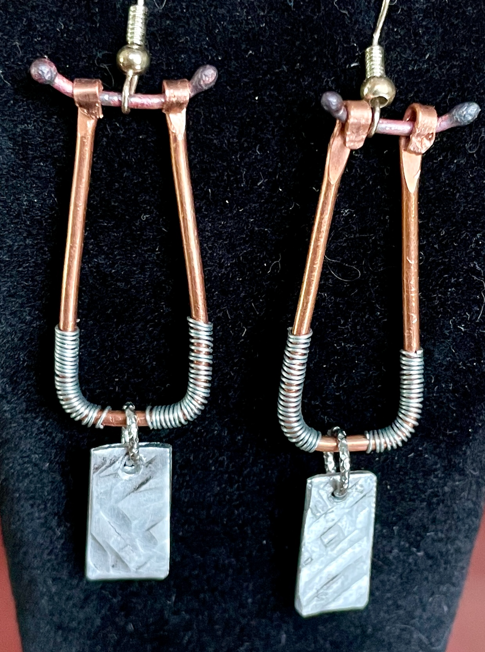 Copper and Aluminum Wrapped Dangle Earrings