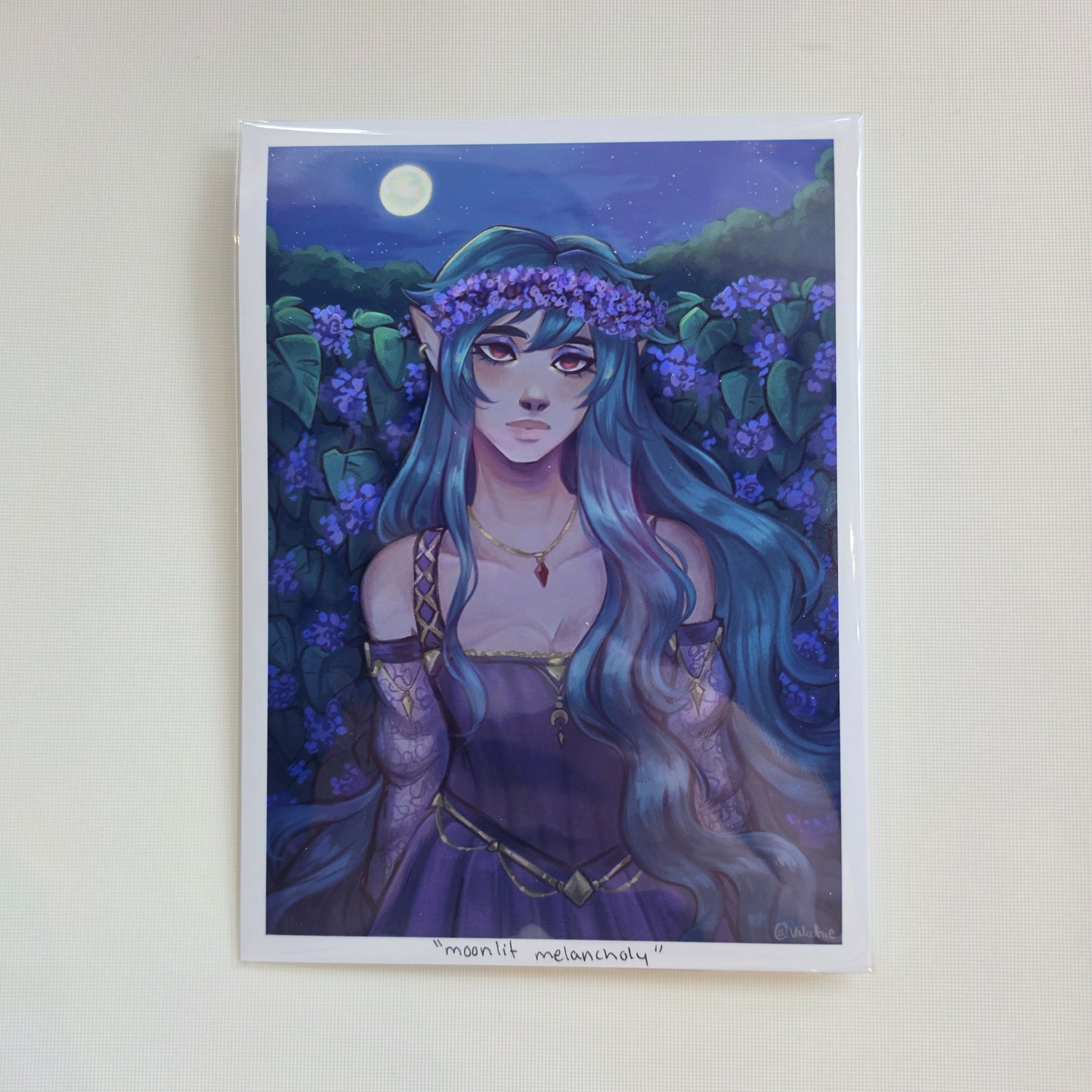 Moonlit Melancholy - 5x7 Print of Digital Illustration by Valatiie